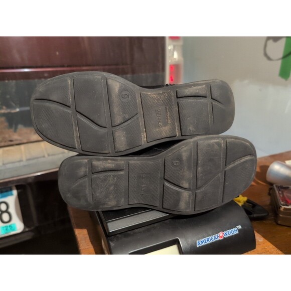 Women's Mid Rise Black Boots Size 6 Slip On Side Zipper Buckle GOOD COND Wedge - Picture 7 of 7